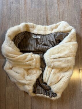 Cream Fur Women's Coat - Luxury Winter Jacket vintage Antonovich